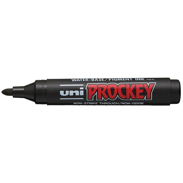 Uni Prockey Marker with 1.2mm bullet tip, black ink; ideal for journaling, scrapbooking, and detailed artwork.