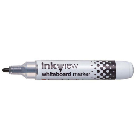 Uni Inkview black bullet marker with transparent barrel and precision tip for clear whiteboard writing.