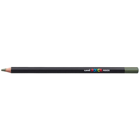 Uni Posca Pencil in Khaki Green: intense color for sketching, blending, and outlining on all paper types.