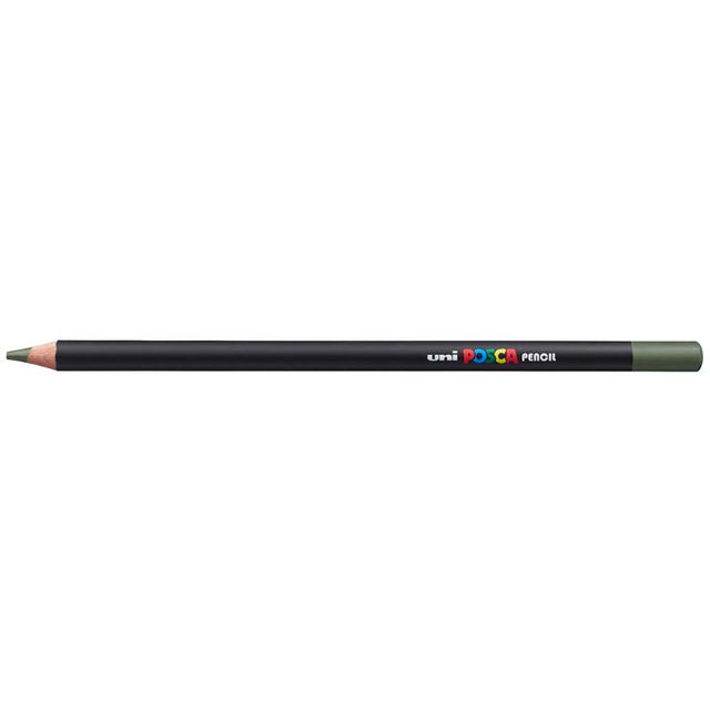 Uni Posca Pencil in Khaki Green: intense color for sketching, blending, and outlining on all paper types.