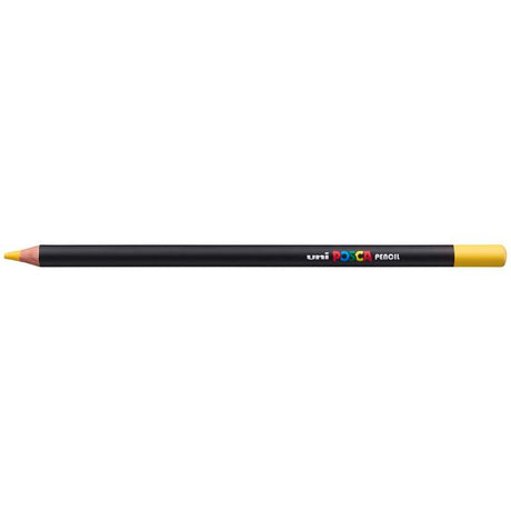 Vibrant yellow Uni Posca Pencil for artists, perfect for blending and detailed artwork on various paper types.