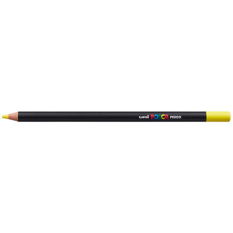 Uni Posca Pencil in Lemon Yellow, perfect for vibrant artwork and techniques like sketching, blending, and shading.