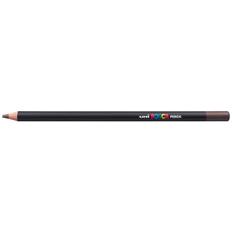 Uni Posca Pencil in Dark Brown, ideal for layering and blending in art with smooth application and versatile use on various papers.