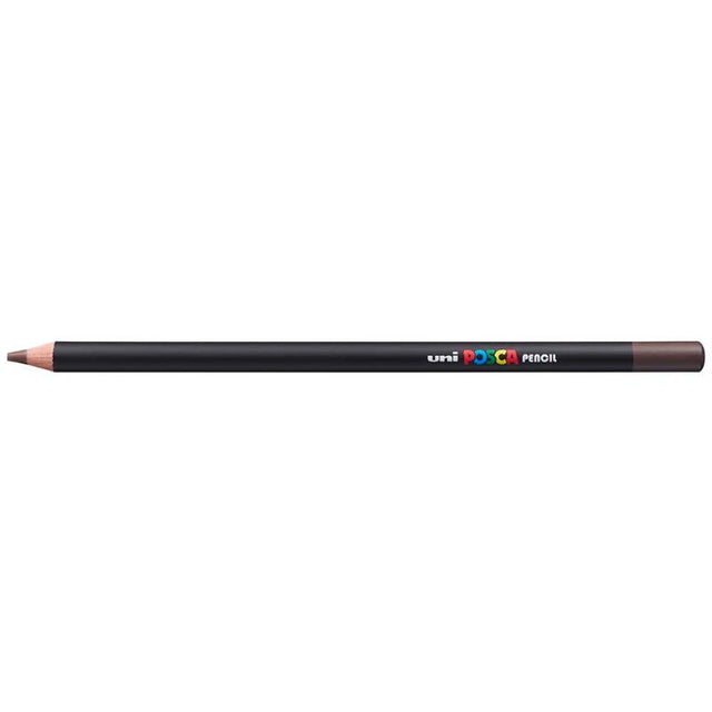 Uni Posca Pencil in Dark Brown, ideal for layering and blending in art with smooth application and versatile use on various papers.