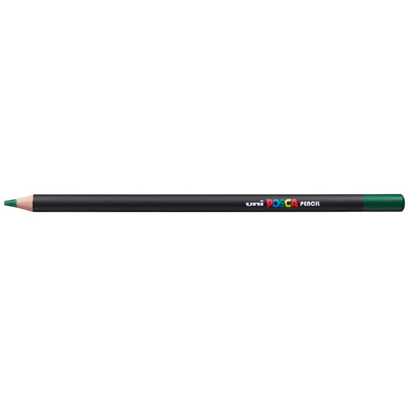 Uni Posca Pencil in Dark Olive, perfect for vibrant art, blending, and creating textures on various papers.