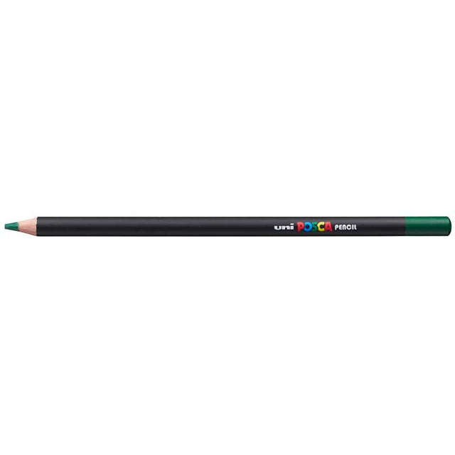 Uni Posca Pencil in Dark Olive, perfect for vibrant art, blending, and creating textures on various papers.