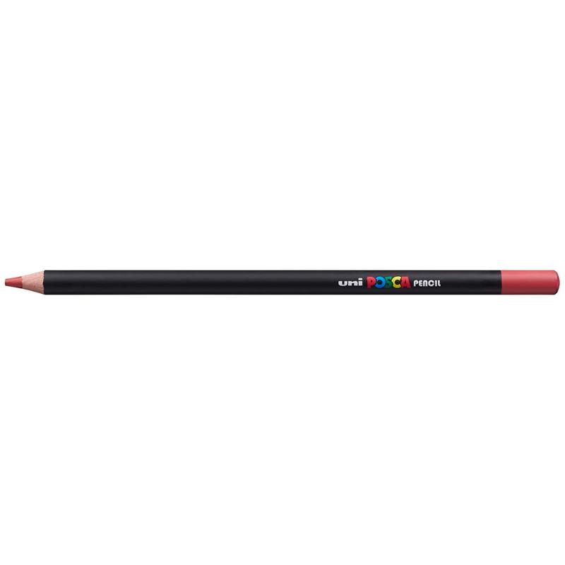 Uni Posca Pencil in Dark Red for vibrant artwork, ideal for blending and versatile on various paper types.
