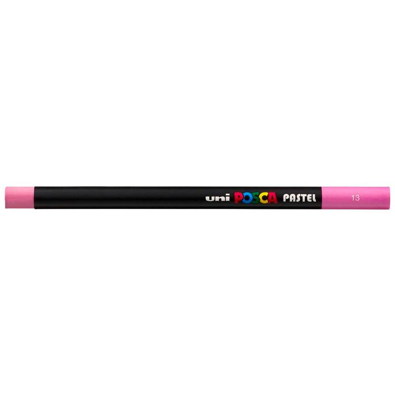 Uni Posca Pastel Pink marker with vibrant color, ideal for diverse surfaces, offering smooth blending for creative projects.