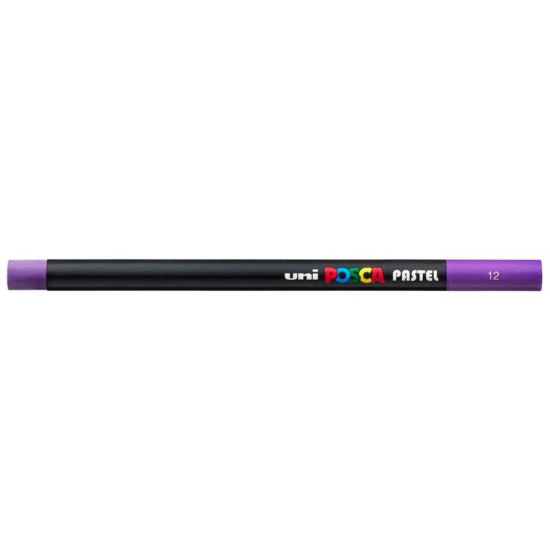 Uni Posca Pastel Violet for vibrant, smooth application on various surfaces, perfect for blending and layering in artwork.