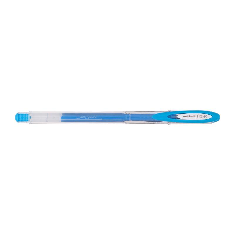 Uni-Ball Signo Angelic 0.7mm gel pen in blue, featuring smooth ink flow, ergonomic design, and vibrant waterproof ink.