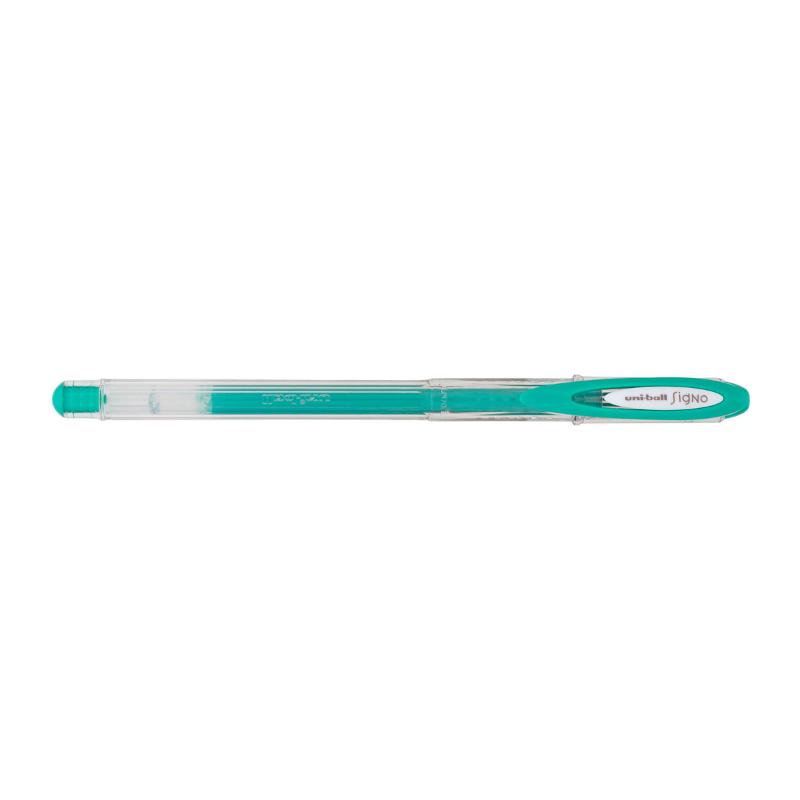 Uni-Ball Signo Angelic 0.7mm gel pen in pastel green, ideal for vibrant writing, art, and journaling with precision and elegance.