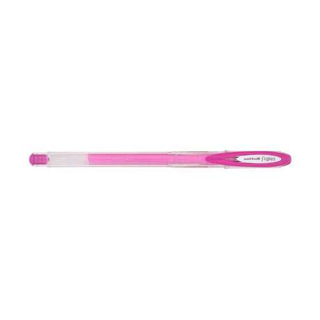 Pastel pink Uni-Ball Signo Angelic gel pen, ideal for journaling, crafting, and detailed writing with smooth ink.