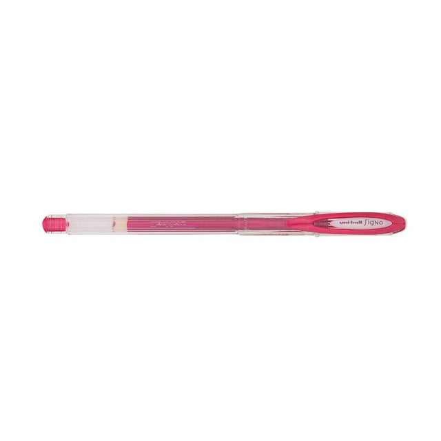 Metallic red gel pen with a comfortable grip, ideal for vibrant writing and creative projects.