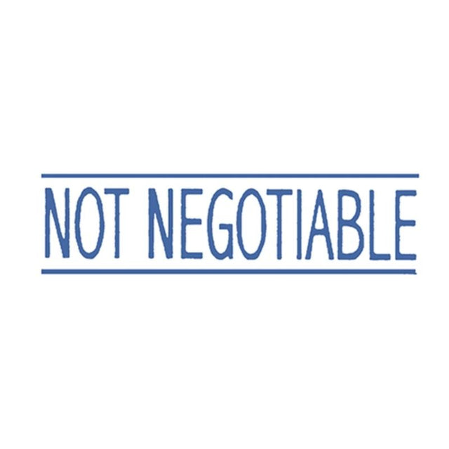 Blue Dixon Not Negotiable stamp, 13x42mm, durable plastic for clear impressions on documents.