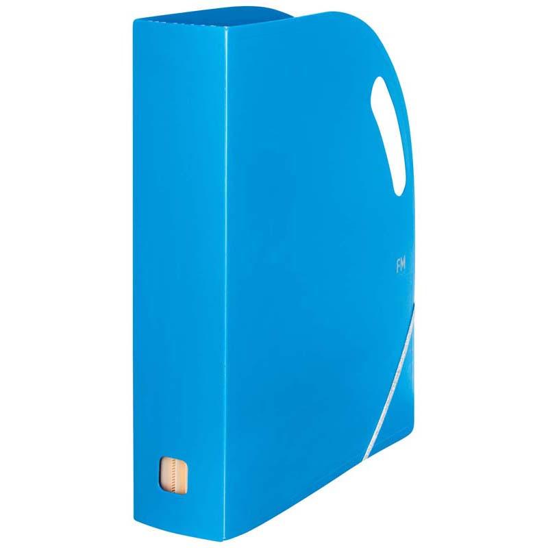 Ice Blue expanding magazine file with 13 pockets, elastic expansion, and handles for easy transport, perfect for office organization.
