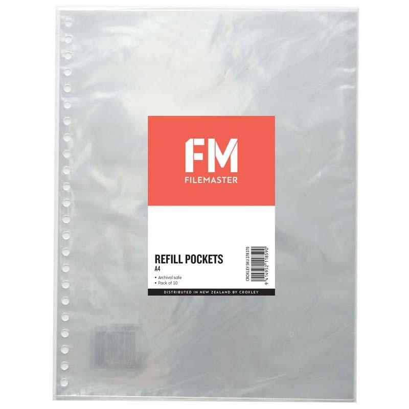 Clear A4 refill pockets for display books, ensuring document protection and easy organization, pack of 10.