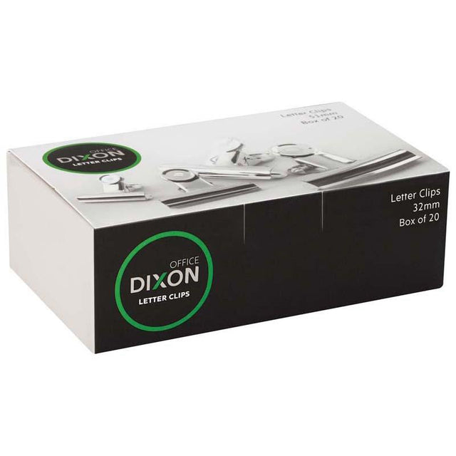 Dixon Letter Clip 32mm: sleek chrome-plated clip for organizing documents with strong grip and elegant finish.