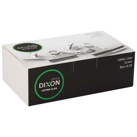 Dixon Letter Clip 51mm with chrome finish, designed for secure document organization in home or office settings.