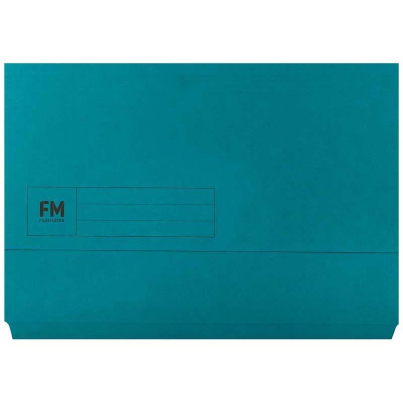 Durable blue foolscap document wallet with ID panel, holding up to 80 sheets for organized document storage.