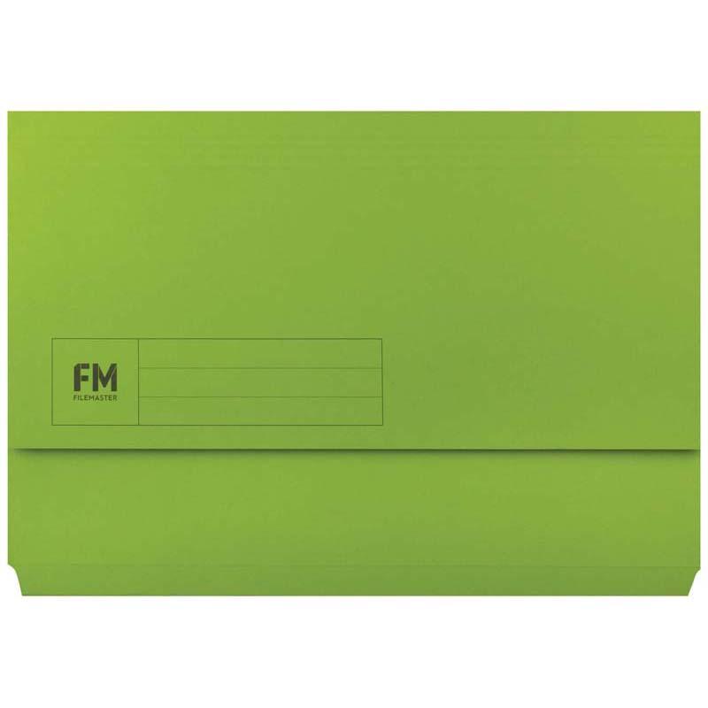 Green foolscap document wallet, durable and lightweight, perfect for organizing documents with ID panel for quick access.