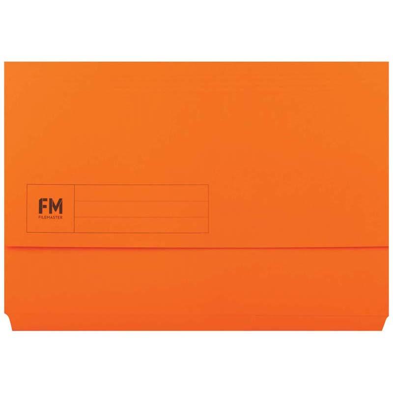 FM Document Wallet in bright orange, made of durable cardboard, with ID panel and 25mm capacity for foolscap documents.