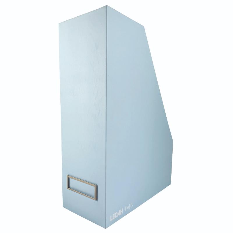 Ledah Pastels Magazine File in Blue, eco-friendly design for A4 papers, customizable nameplate for easy organization.