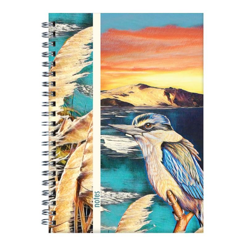 Kanuka Glen Art Notebook A5 featuring vibrant NZ bird artwork, 192 high-quality pages for notes and sketches.
