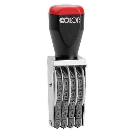 Colop Stamp Numberer 12004 with 4 adjustable bands for clear 12mm numbering, perfect for efficient document management.