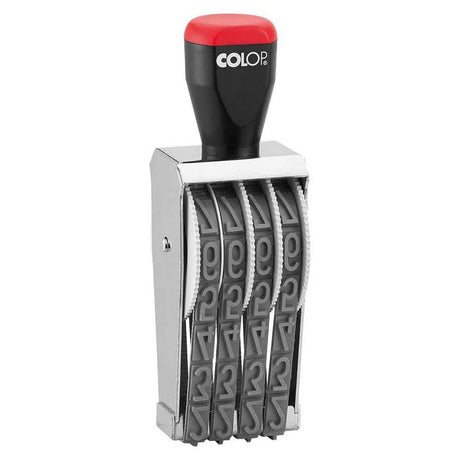 Colop Stamp Numberer 15004 with four adjustable bands for clear 15mm numerical impressions, perfect for various document needs.