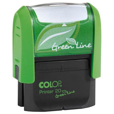Eco-friendly Colop Stamp Printer Greenline 20, compact self-inking stamp for versatile personal and professional use.