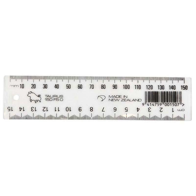Taurus Ruler 150mm Clear - durable transparent ruler for precise measuring and drawing, perfect for students and professionals.