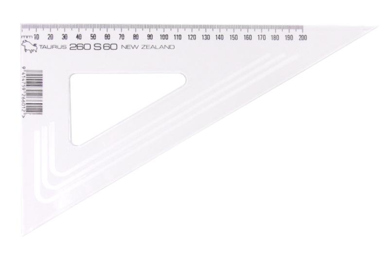 Taurus Set Square 26cm with 60-degree angle, perfect for precise drawing and design in professional and academic settings.