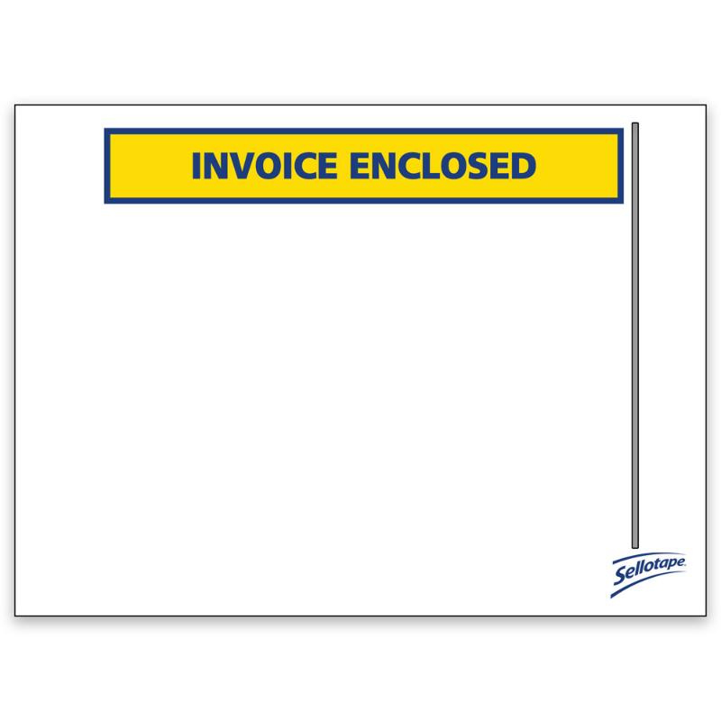 Sellotape Labelopes Invoice Enclosed, 115x155mm, bulk pack of 1000, durable, water-resistant, ideal for secure invoicing.