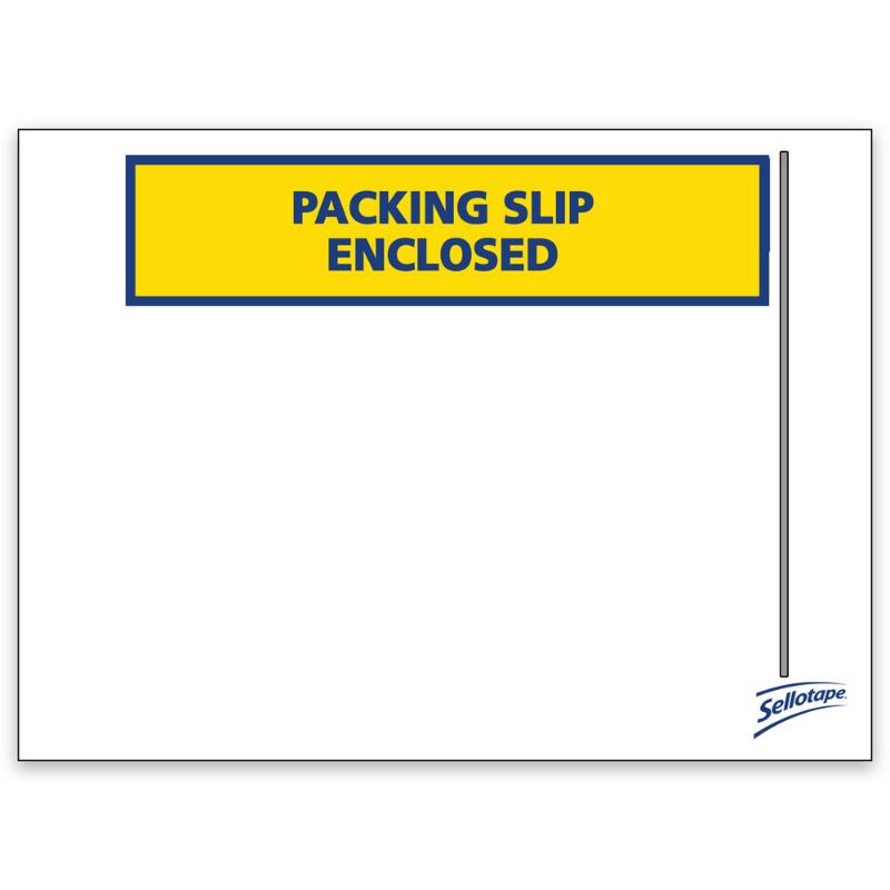 Sellotape Labelopes Packing Slip Enclosed, durable 115x155mm envelopes for efficient shipping and packing slip management.