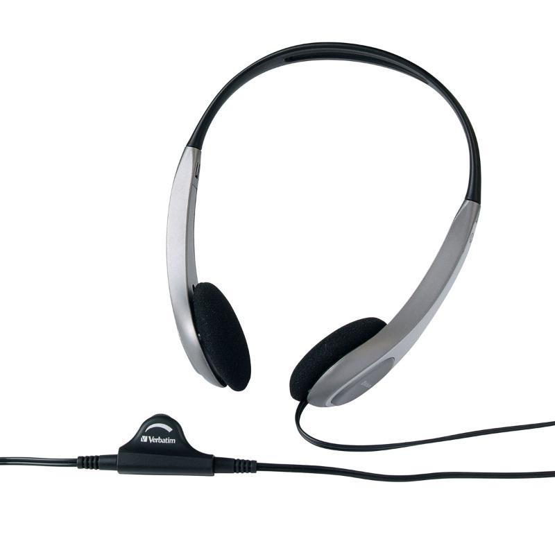 Verbatim Multimedia Headset with in-line volume control, plush ear cushions, and 30mm drivers for superior audio quality.