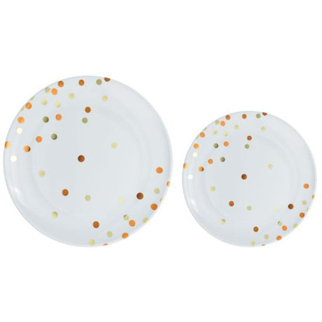 Stylish pack of 20 premium plastic plates with orange peel dot design, perfect for elegant dining and gatherings.