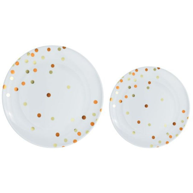 Stylish pack of 20 premium plastic plates with orange peel dot design, perfect for elegant dining and gatherings.
