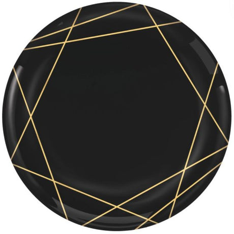 Premium Gold Geo Plastic Plates, 19cm, pack of 20, elegant design for stylish dining and easy cleanup.