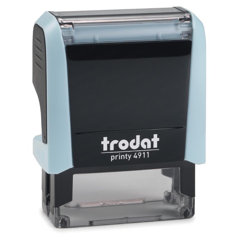Trodat Printy 4911 Pastel Blue self-inking stamp, stylish and compact for precise, vibrant impressions in any project.
