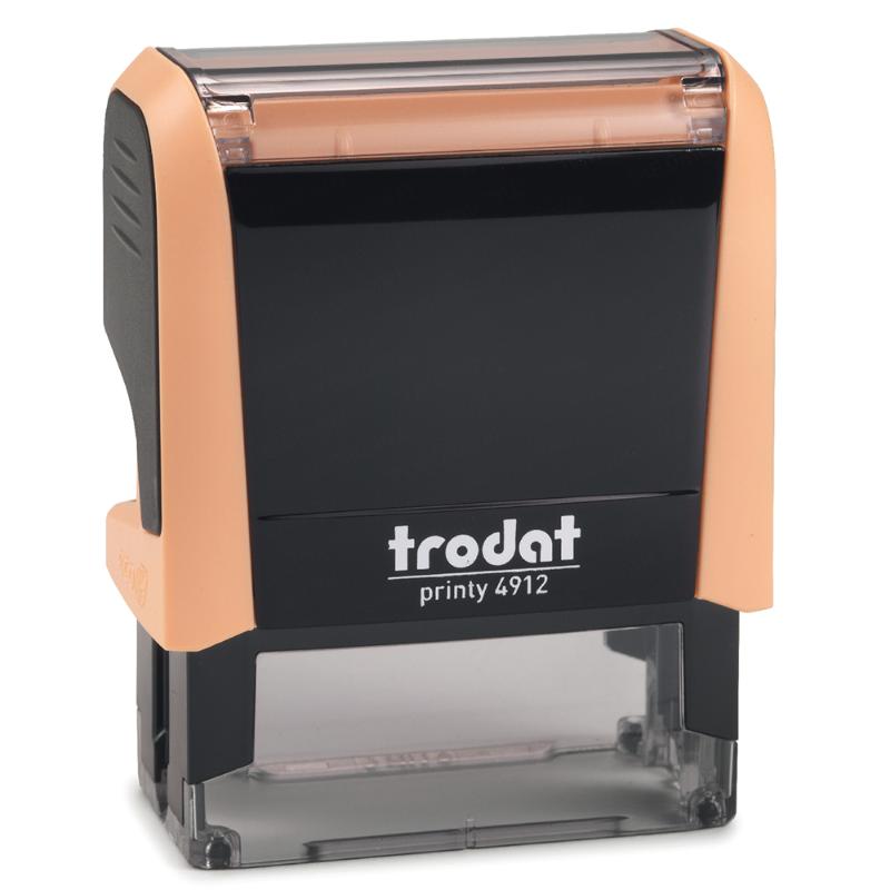 Trodat Printy 4912 self-inking stamp in pastel cream, perfect for personal and professional projects with ergonomic design.