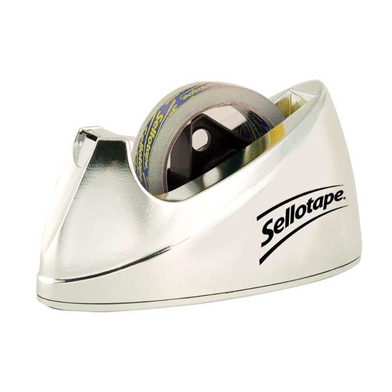 Sleek chrome tape dispenser designed for easy, precise tearing and stylish organization in home or office environments.