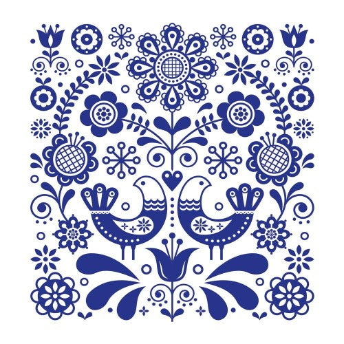 Lunch Napkin - Paw Décor Folk Stamp (33cm)