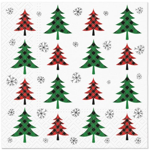 Lunch Napkin - Paw Décor Xmas Tree Check (33cm)