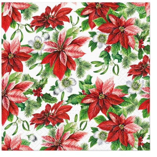 Lunch Napkin - Paw Décor Glory Poinsettia (33cm)