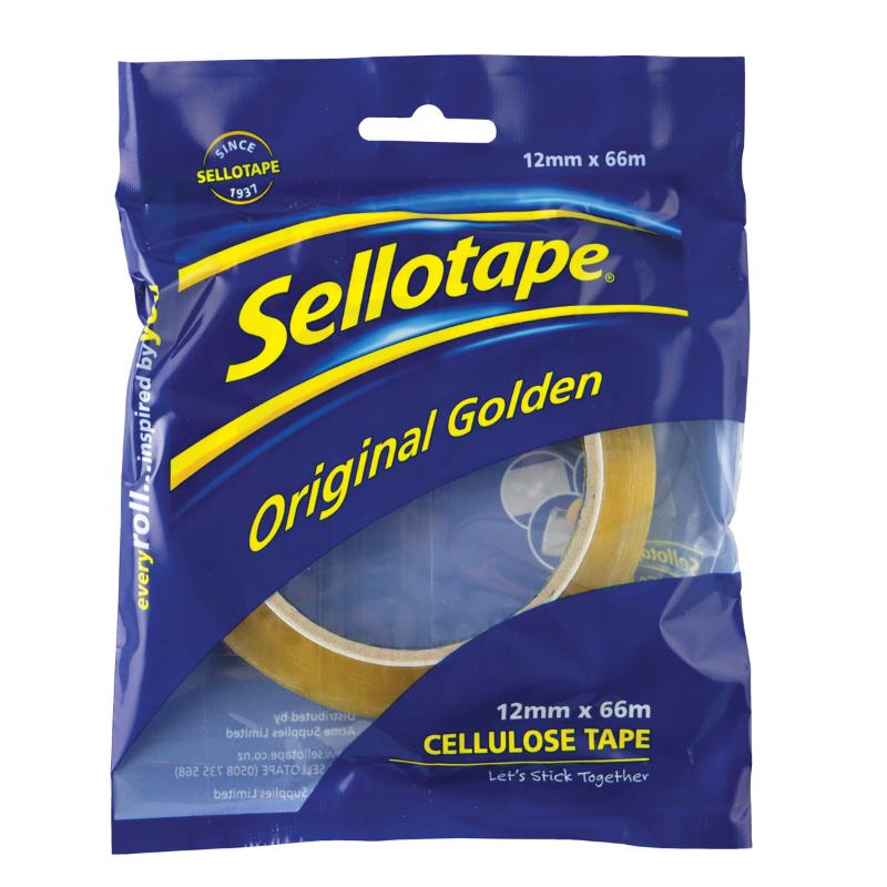 Sellotape 1105 Cellulose Tape, 12mm x 66m, eco-friendly, easy tear, tangle-free design for all adhesive needs.
