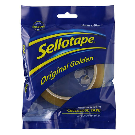 Sellotape 1105 Cellulose Tape 18mmx66m, eco-friendly, easy tear, tangle-free design for crafting and packaging.