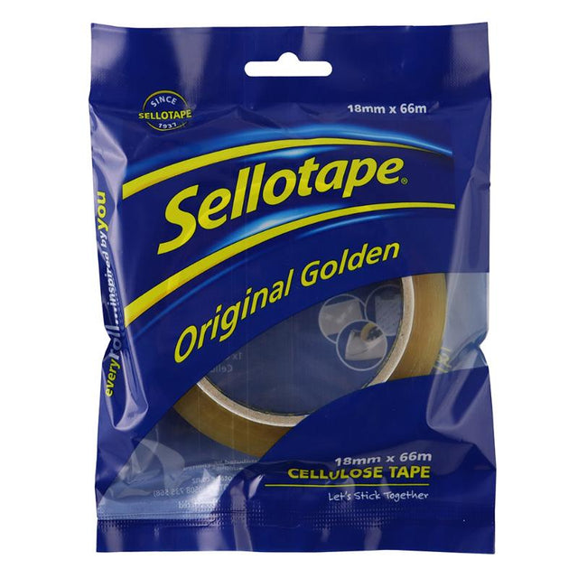 Sellotape 1105 Cellulose Tape 18mmx66m, eco-friendly, easy tear, tangle-free design for crafting and packaging.
