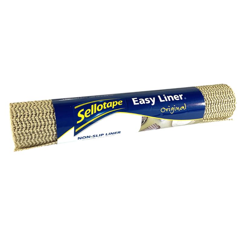 Sellotape Easy Liner in taupe, 304mm x 1520mm, non-slip and machine washable, ideal for protecting and cushioning surfaces.