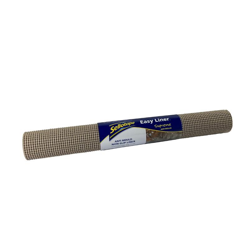 Taupe drawer liner measuring 508mm x 1520mm, ideal for protecting and beautifying surfaces with easy peel-and-stick application.