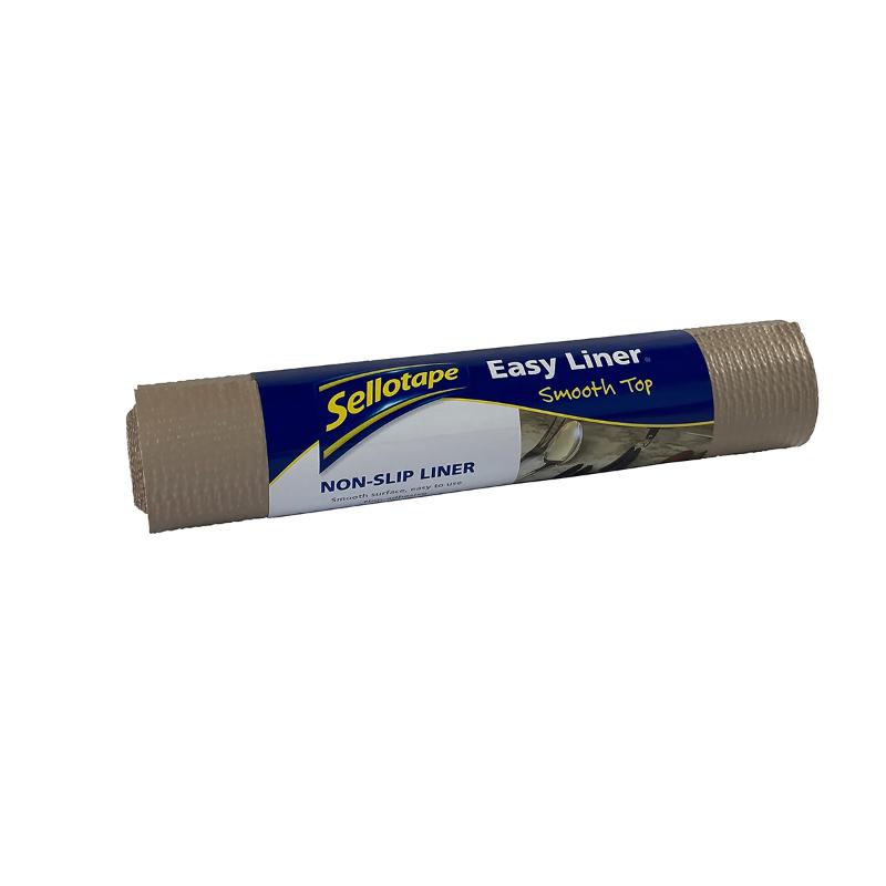 Taupe non-slip Easy Liner, ideal for shelves and drawers, smooth surface for easy organization and protection.